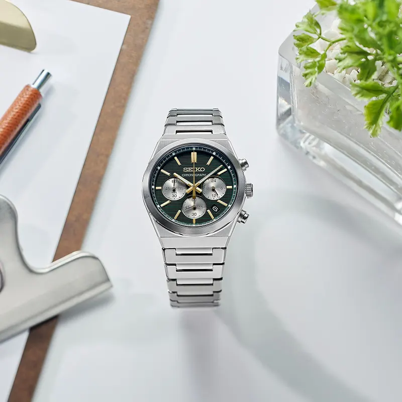Seiko Chronograph Sporty Green Dial Watch- SSB461P1